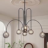 CATINER Black Chandelier Modern 6 Lights Sputnik