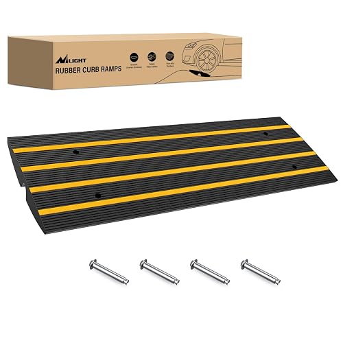 Nilight Driveway Curb Ramp, 2.6 Inch High Heavy-Duty Rubber Curbside ...
