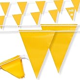 105ft Pennant Banner Flags, 7x10 Yellow 45 Pcs High Visibility Safety Flagging on String, Triangle Pool Flags for Backstroke, Construction Events Party Decoration Parking Marking Outside