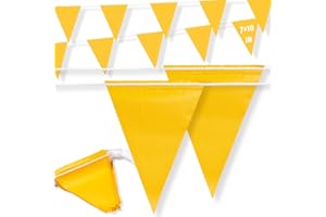 XIFAN 105ft Pennant Banner Flags, 7"x10" Fluorescent Yellow Safety Flagging Banner Warning Flags for Construction Site/Traffic Control/Boundary Barrier Signs, Perimeter Marking Flags on String, 45 Flags