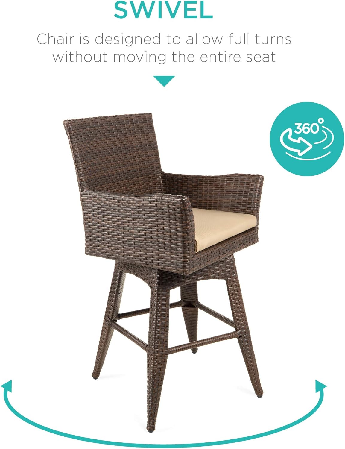 amazon 4 piece patio set on Amazon Com Best Choice Products Outdoor All Weather Pe Wicker 360 Degree Counter Height Swivel Bar Stool Patio Furniture For Deck Pool W Plush Cushion Backrest Ergonomic Armrests And Footrest Garden Outdoor