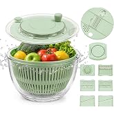 Hestiasnax Salad Spinner 4.25qt, One‑touch Stop Button & Non‑slip Base, Vegetable Dryer Bowl with 5‑blade Slicer & Egg Yolk S