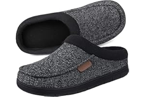 ULTRAIDEAS Men's Warm Fuzzy Moccasin Clog Slipper, Slip on Winter Comfy Indoor/Outdoor House Shoes