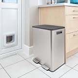 BLACK+DECKER Double Recycling Kitchen Bin 60cm Soft Close Lid 40L Grey view 3