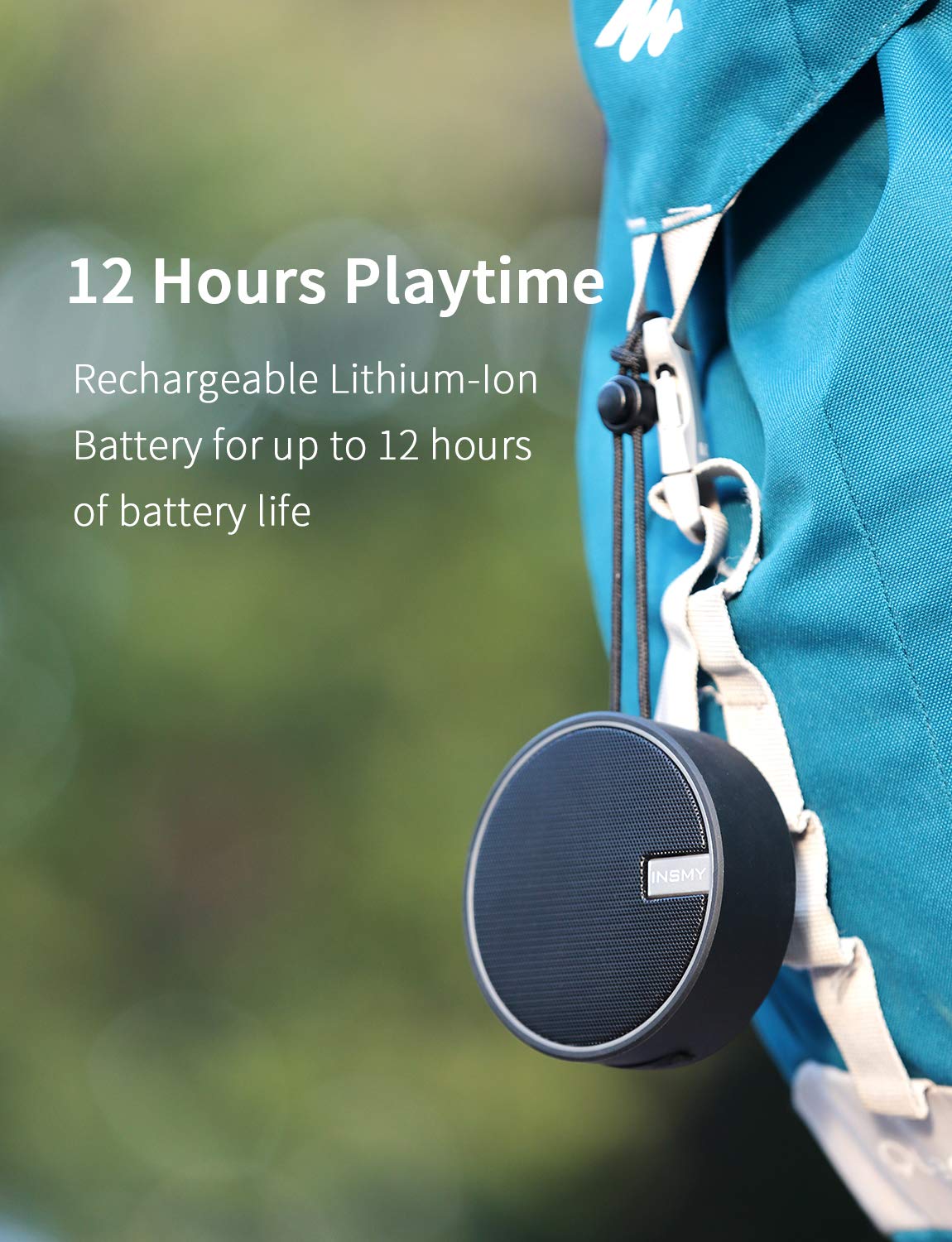 INSMY Portable Shower Bluetooth Speaker, IPX7 Waterproof Wireless Outdoor Speaker with HD Sound, Support TF Card, Suction Cup for Home, Pool, Beach, Boating, Hiking