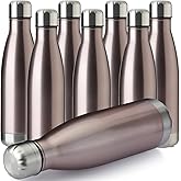 MEWAY 17oz Sport Water Bottle 8 Pack Vacuum Insulated Stainless Steel Leak-Proof Double Wall Cola Shape Water Bottle,Keep Drinks Hot & Cold (Rose Gold,8 Pack)