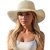 Floppy Big Beach Straw Hats for Women Foldable Summer Wide Brim Packable Sun Hat Womens Travel Straw Fedora Hat