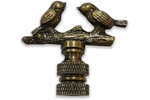 ROYAL DESIGNS, INC. Royal Designs Birds on Tree Branch 1.63" Lamp Finial for Lamp Shade, Antique Brass