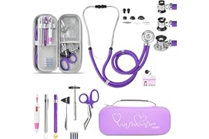 Scian 13 Pcs Stethoscope Case Kits, Portable First Aid Kit Bag with Medical Scissor, Nurse Accessories for Work (Purple)
