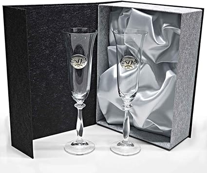 Set De 2 Flutes A Champagne En Cristal Pour Les Palefreniers Les Mariages Argent Or Anniversaires Collection Angela 50 Aniversario Argent Bilamine Amazon Fr Cuisine Maison