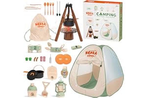 KOALA DIARY Kids Camping Set – an Indoor/Outdoor Pretend Play Adventure kit Featuring a Tent, Oil lamp, Stove, and More. Perfect for Ages 3+