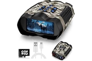 WARMTUYO Night Vision Goggles, 4K Binoculars with Camera, 3.5" HD Display and 32GB TF Card,9 Gear Night Vision, 10X Digital Zoom, 4000mAh Battery Nightvision