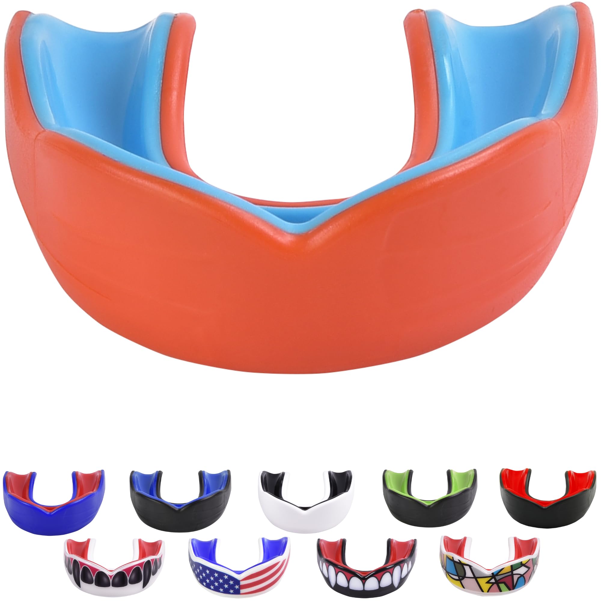 Oral Mart Orange/Blue Adult Gum Shield - Sports Mouth Guard for Karate, Boxing, Martial Arts, Football, MMA, Sparring, Hockey, Rugby, BJJ, Muay Thai,Soccer — image 1