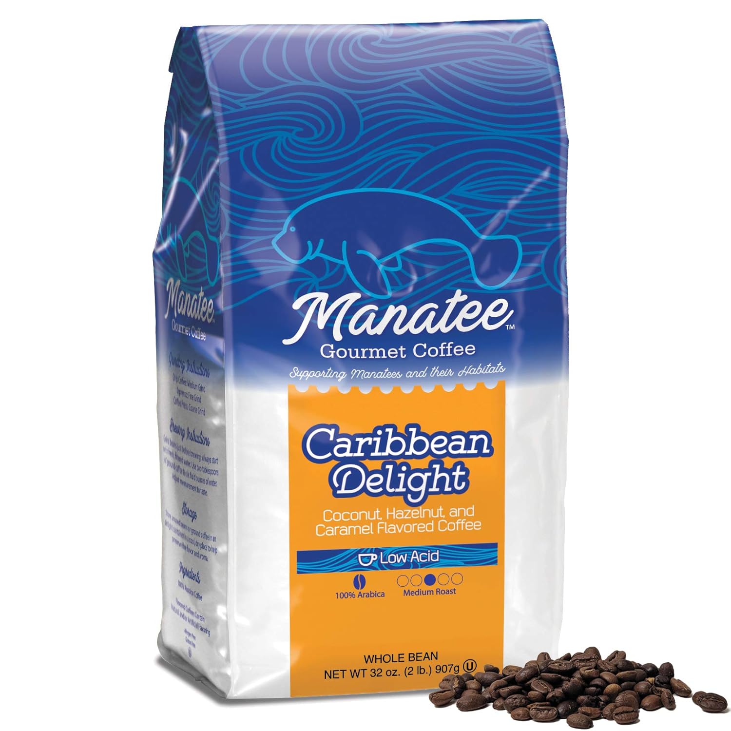 Manatee Caribbean Delight Whole Bean Coffee 2 Pound Bag Rich Medium Roast Flavored Coffee With Hints Of Coconut Hazelnut And Caramel Low Acid Coffee #whole #bean #coffee Manatee Caribbean Delight Whole Bean Coffee 2 Pound Bag Rich Medium Roast Flavored Coffee With Hints Of Coconut Hazelnut And Caramel Low Acid Coffee