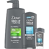 DOVE MEN + CARE Hair + Skin Care Regimen Personal Care for Men Clean Comfort + Fresh & Clean Body Wash, 2-in-1 Shampoo and Conditioner, and Antiperspirant Clinical Deodorant