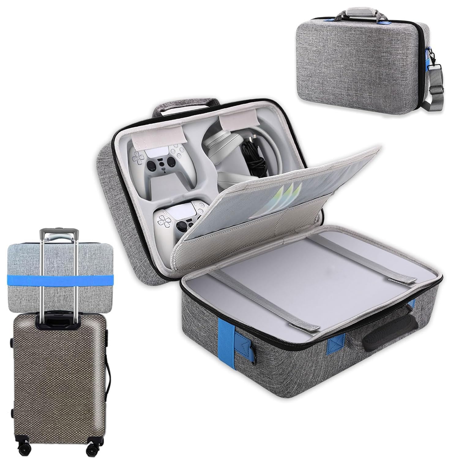 Photo 1 of Carrying Case Hard Shell for PS5, Travel Bag for PS5, Playstation 5 Carrying Case Hard Shell for Travel, Compatible with Playstation 5, PS5 Pro, Shockproof, Grey