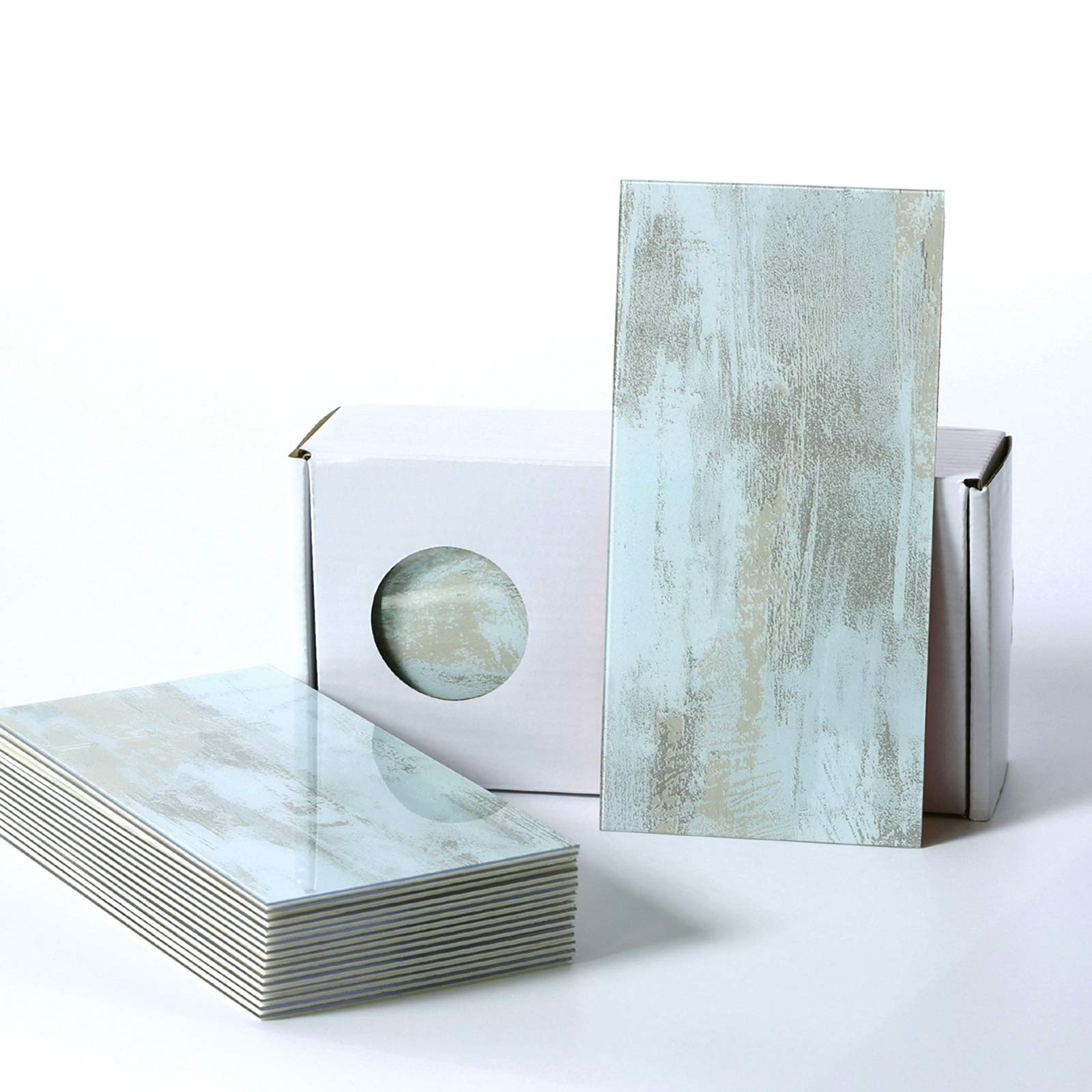 BeNice Stick on Subway Tiles for Kitchen Tile Stickers,Self Adhesive Bathroom Panels for Walls Waterproof Marble Tiles(23pcs,Blue)