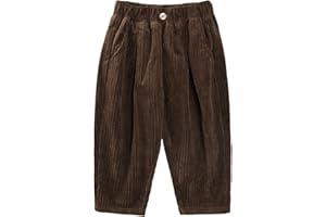 Volunboy Toddler Boys Corduroy Pants Cargo Sweatpants Solid Elastic Waist Casual Long Trousers