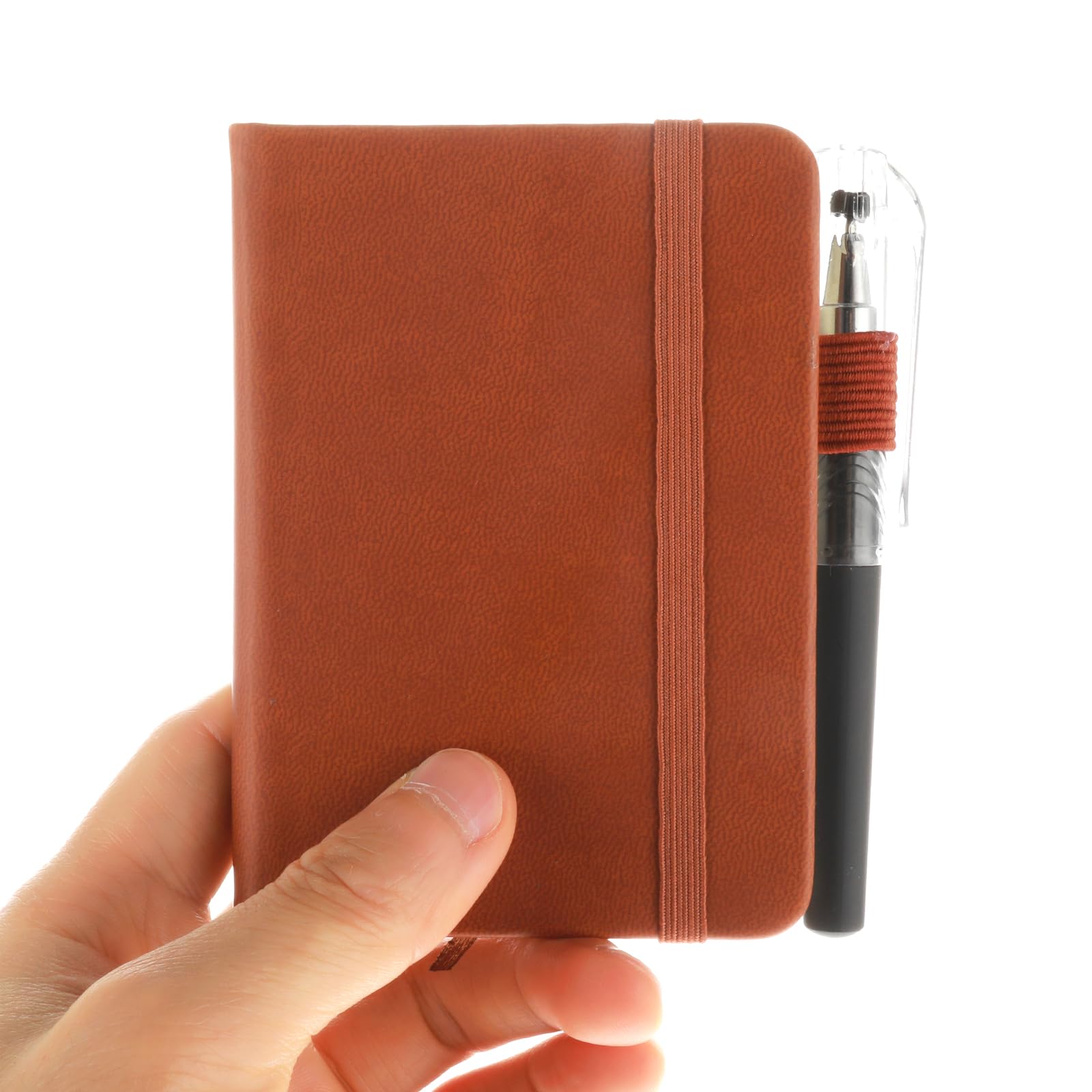 YUXIANLB 1pcs Pocket Notebook Portable A7 Note Book Note Pad Journal Notebook PU Leather Notebooks With Elastic Band Inner Pocket Hardcover Notepad With Pen For Writing Note Taking (Brown) — image 1