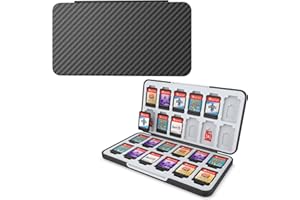 HEIYING Game Card Case for Nintendo Switch & Switch OLED & Lite,Carbon Fibre Surface Processes Design Memory Storage Holder with 24 Game Card Slots and 24 Micro SD Cards Slots