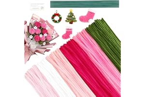 AHAMETON 620 Pcs Pink Pipe Cleaners Bulk,6 Colored Pipe Cleaners Craft,Chenille Stems for DIY Flower Bouquet Kit with Floral Wire,Creative Gift Eternal Flowers Supplies for Party Decorations