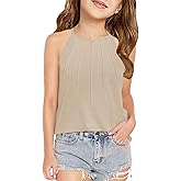 Vivitulip Girl’s Sleeveless Tank Top Cute Pleated Halter Neck Summer Cami Shirt
