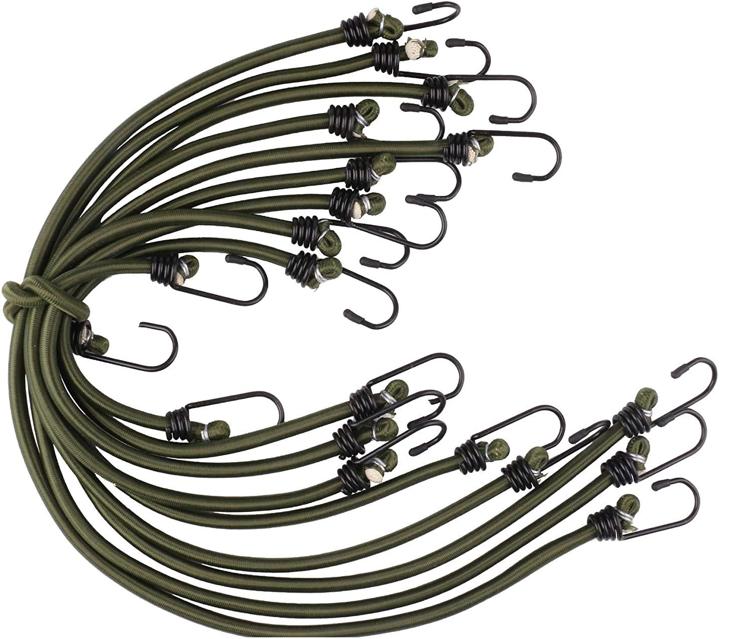 Bungee Cords with Hooks,10 pcs Heavy Duty Extra Strong Outdoor Elastic Rope,Multi-Purpose Elastic Bungee Straps (45 cm)