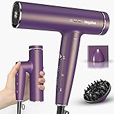 High Speed Plasma Ion Hair Dryer with Diffuser, Professional Blow Dryer 130000 RPM Brushless Motor for Fast Drying,1500W 3Temps/3Speeds Thermo-Control Lightweight Hairdryer for Women Home Travel Salon