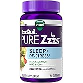 ZzzQuil PURE Zzzs De-Stress 2mg Melatonin Gummies, , Sleep Aids for Adults, Ashwagandha for Stress Support, 60 Gummies