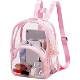 abshoo Clear Bag for Stadium Events Approved Clear Mini Backpack Transparent Bags for Women Concert Festivals Sport Event(Pink)