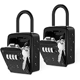AMIR Key Lock Box, 2 Pack Wall Mounted Weatherproof 4 Digit Combination | Key Storage Lock Box, Key Safe Box, 5 Keys Capacity Lockbox with Removable Shackle for School Supplies