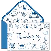 JarThenaAMCS 24 Pack Wedding Thank You Cards Blue Flower Ring Champagne Note Cards with Envelope Sticker Blank Greeting Card for Bridal Shower