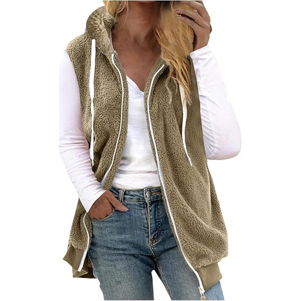 Yihaojia Women's Fuzzy Sherpa Fleece Vest - Lightweight Sleeveless Cardigan Waistcoat With Pocket - View #9