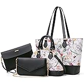 4PCS Women Fashion Handbags Purses Wallet Shoulder Bags Casual Tote Bag Crossbody Bags, Handbag Set Gift for Ladies Girls