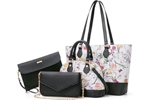 BAGSURE 4PCS Women Fashion Handbags Purses Wallet Tote Shoulder Bags Casual Crossbody Bags, Best Valentine's Day Gift for Ladies Girls, Satchel Purse Set 4pcs