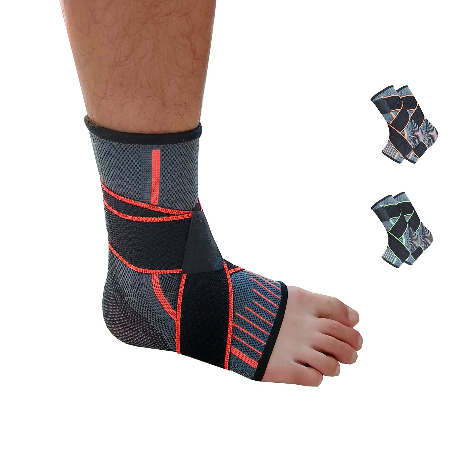 yuxiaoshi Adjustable Ankle Brace 2 Pack, Elastic Compression Ankle Support for Ligament Damage, Weak Ankles Achilles Tendon, Sprained Ankle - Orange