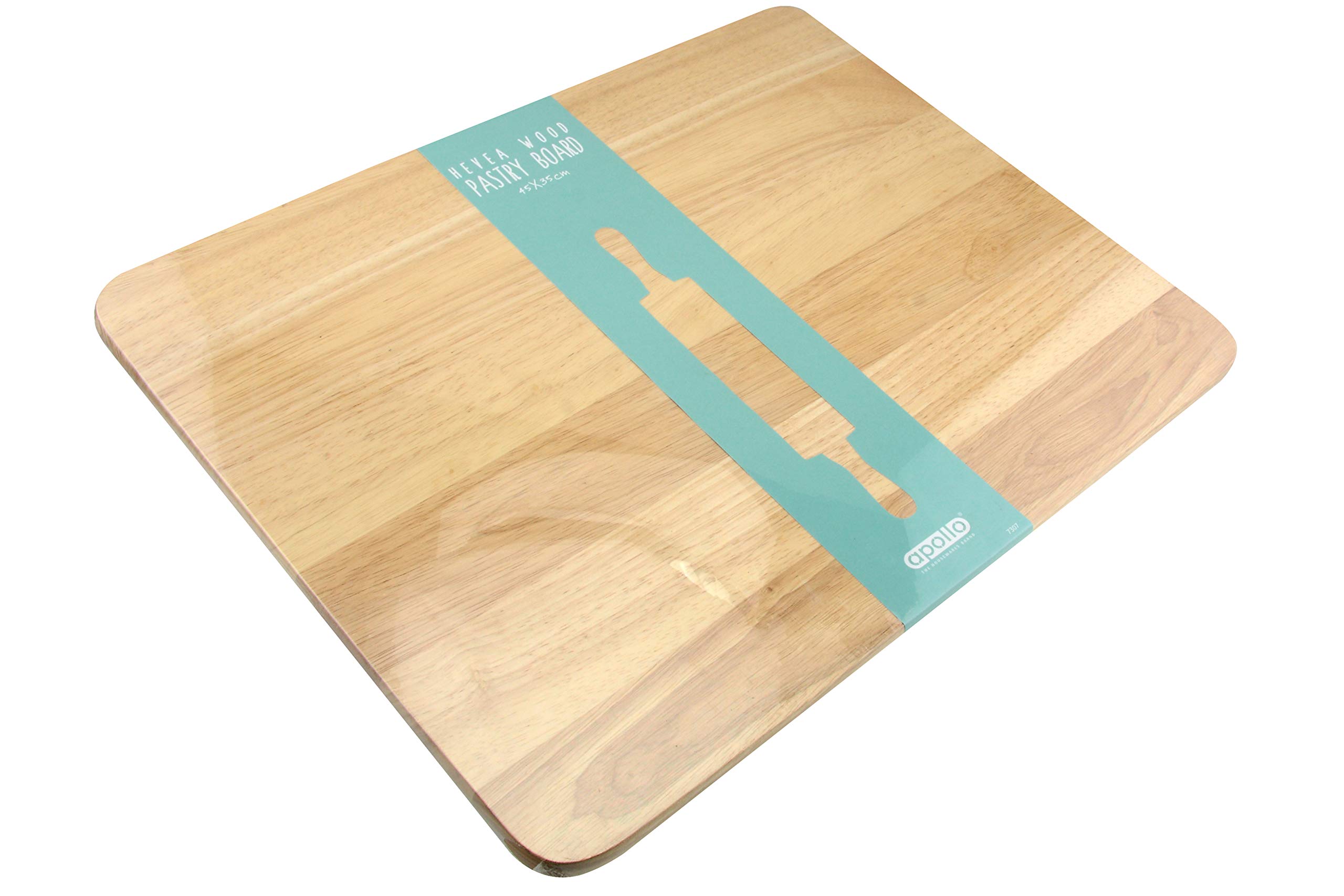 apollo THE HOUSEWARES BRAND RB Pastry Board, XXL Chopping Board for Kitchen, High-Quality Hevea Wood, Size: 45x35cm, Natural, Brown
