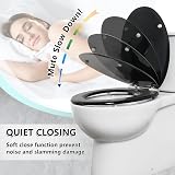 Angel Shield Wood Toilet Seat with Adjustable Soft Close Hinges Black view 3