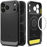 Spigen Rugged Armor MagFit for iPhone 17/18 Pro Max Case, Matte Black | Camera Control Button Cover, Carbon Fiber Design, Air Cushion Tech, Military-Grade Drop Protection, Compatible with MagSafe