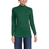 Lands' End Women's Relaxed Cotton Long Sleeve Mock Turtleneck Shirt