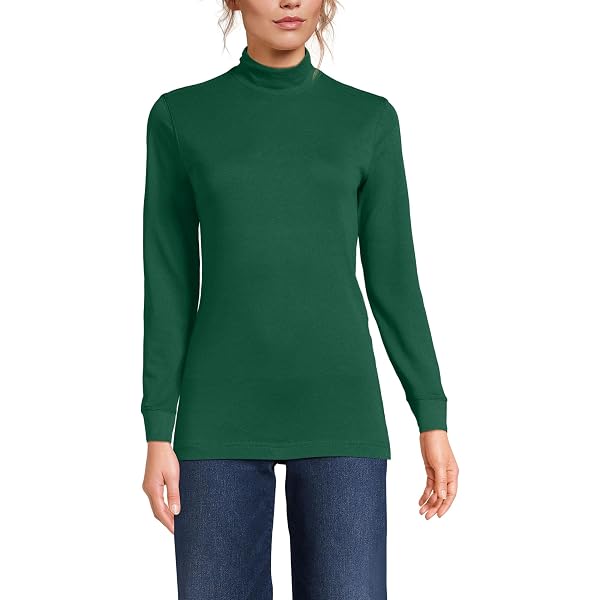 Lands' End T-shirt Donna A Maniche Lunghe Girocollo In Cotone Supima – Vestibilità Comoda, Morbida E Traspirante