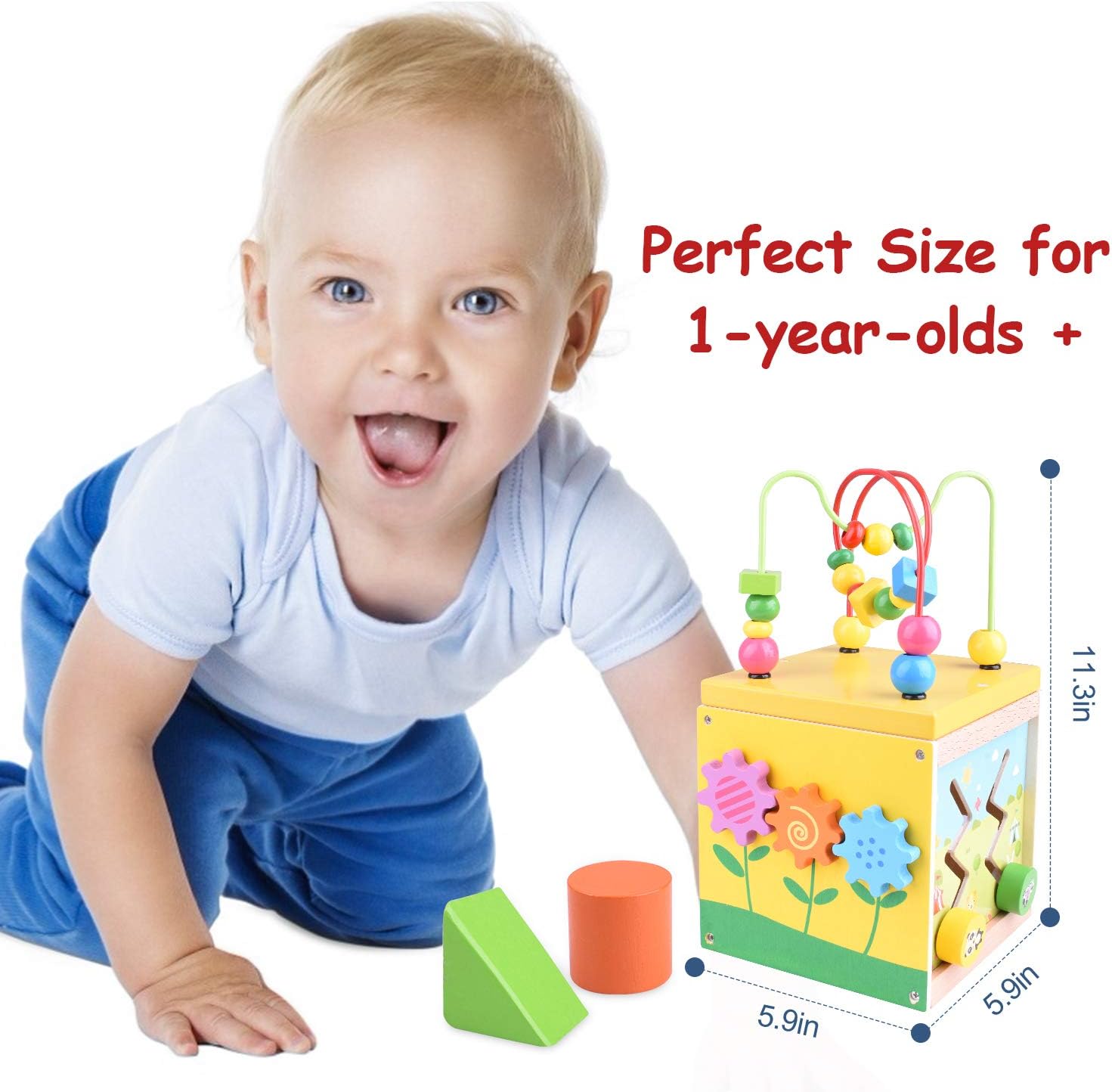 wooden activity cube for 1 year old