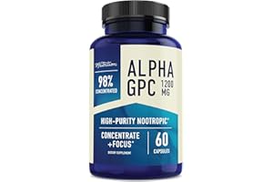 SMNUTRITION Alpha GPC Choline 600 mg | 95% Concentrated | Brain & Memory Support Acetylcholine Supplement | Highly Purified Alpha-GPC Powder | Vegan, Formulated Non-GMO, 3rd-Party Tested | 45 Capsule Servings