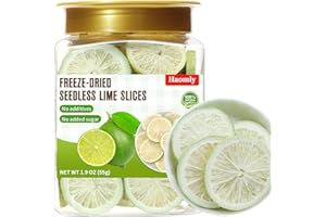 Haomly Freeze-dried Seedless Lime Slices,About 40 Slices,Dehydrated Limes for Cocktails,Tea, Snacking, Baking, Smoothies, Garnishing, and Desserts,100% Natural Dried Limes