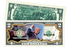 WRFLC Trump 2 Dollar Bill Uncirculated - Special Edition Commemorative with Donald Trump Coin Replica | 2024 Uncirculated $2 Bill Collector's Limited Edition Packaged in Envelope