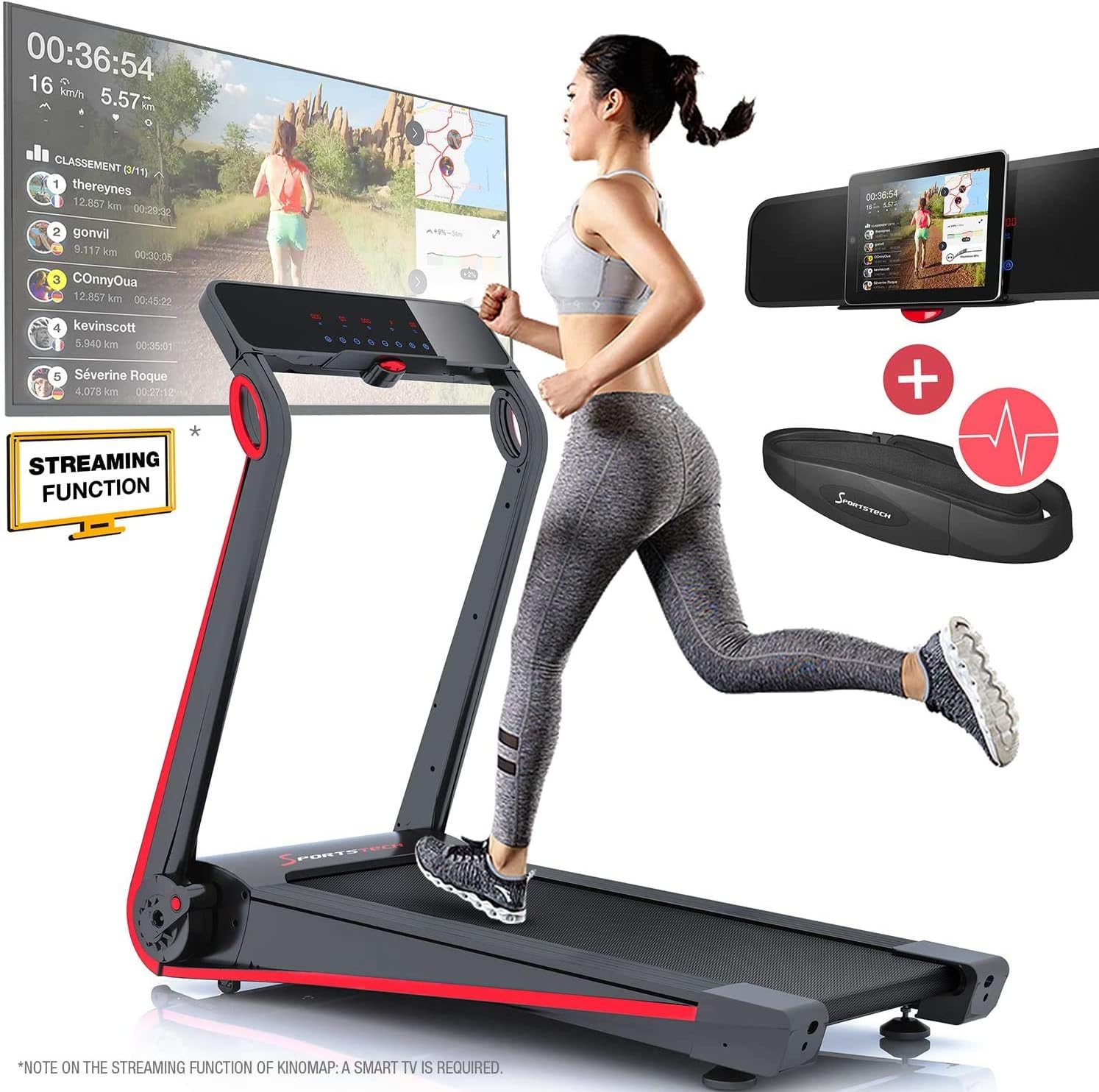 Assault air bike F17 treadmill model 2020 - German Quality Brand + Video Events & Multiplayer App - NEW console - | 2,5HP to 12km/h | running machine with 13 programs, incline + foldable, for cardio U