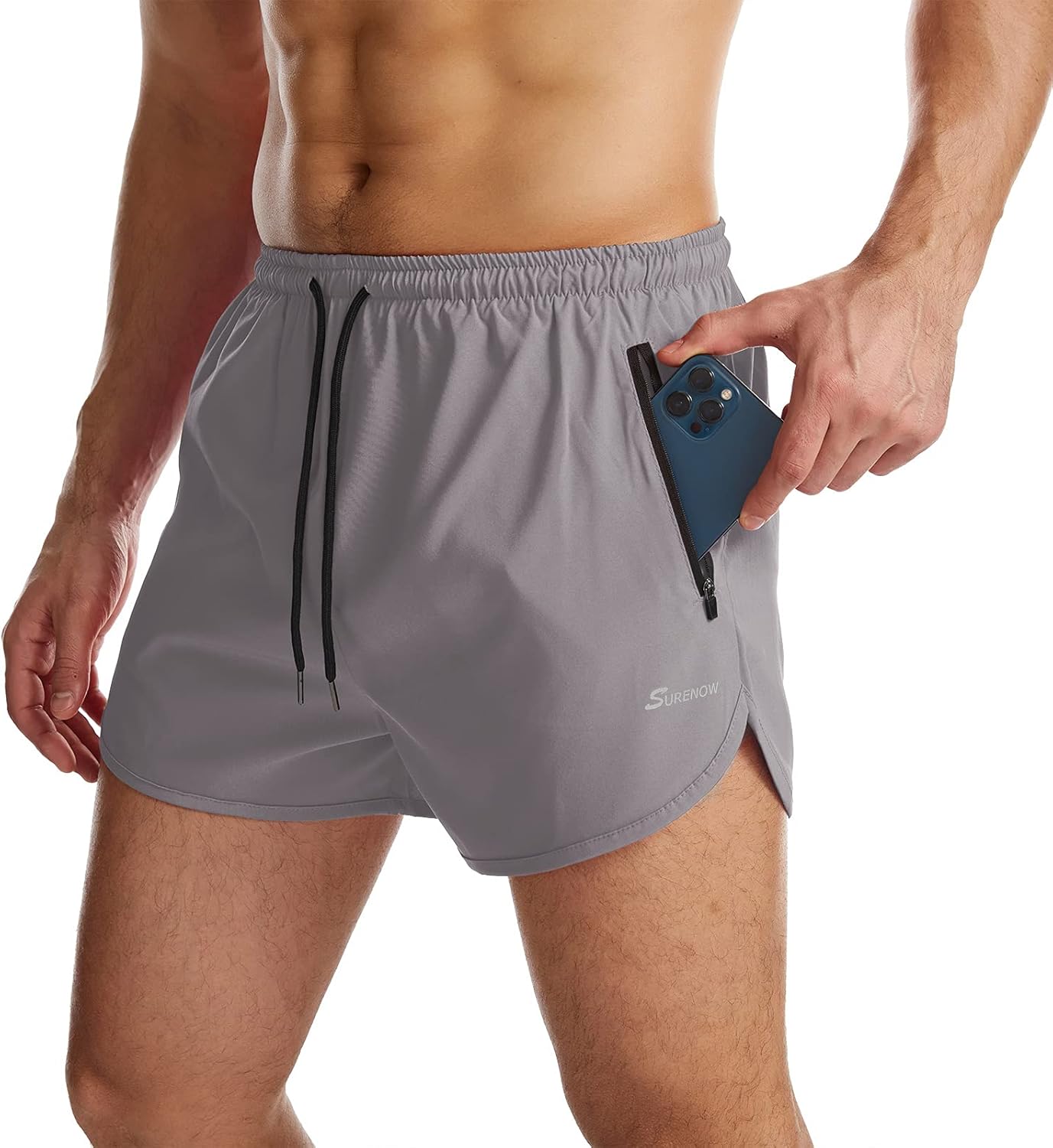 Surenow Men's 3 Inch Running Shorts Workout Athletic QuickDry Shorts
