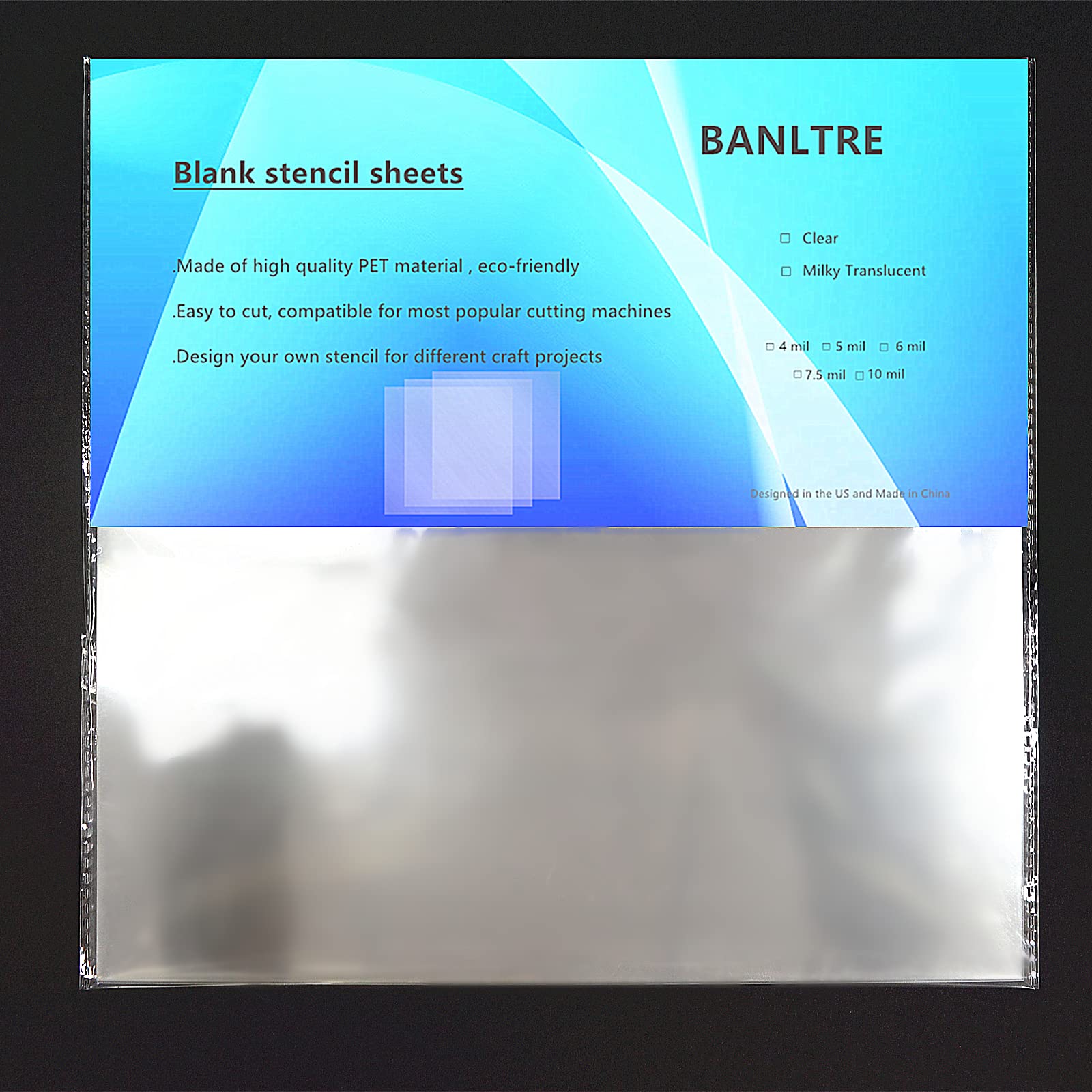 BANLTRE 12 Pieces 6 mil Blank Template Material Stencils Mylar for Cutting Paper Clear Transparency Sheet 12 × 12 inch (12-6 mil)