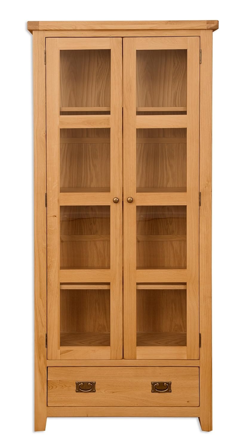 Melbourne Living Traditional Oak Glazed Display Cabinet Solid Oak