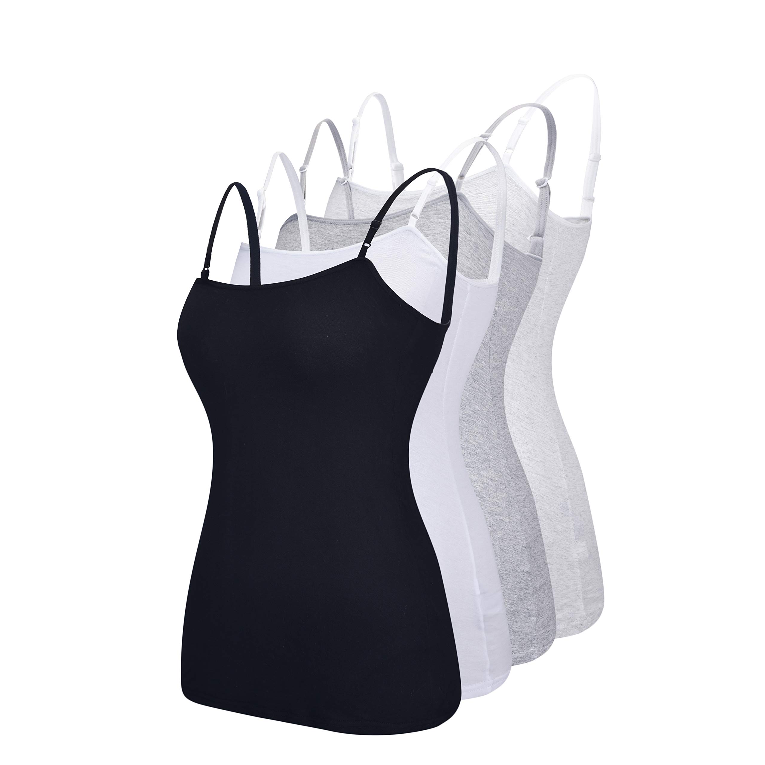 Sutasty Women\'s Camisole Tops Ladies Trim Vest,Pack of 4 (SS002W/Mixed ColourM)